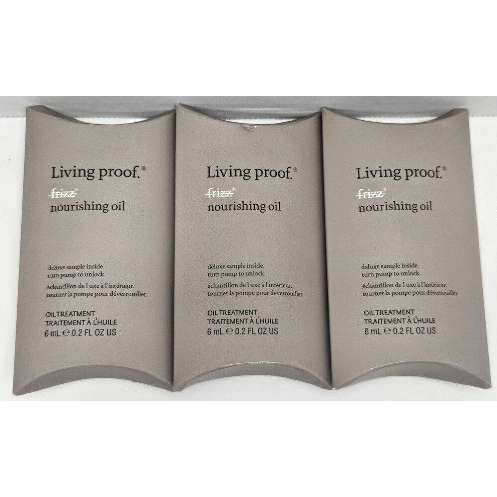 Lot Of 3 Living Proof No Frizz Nourishing Oil, 0.2 oz Deluxe Sample NIB